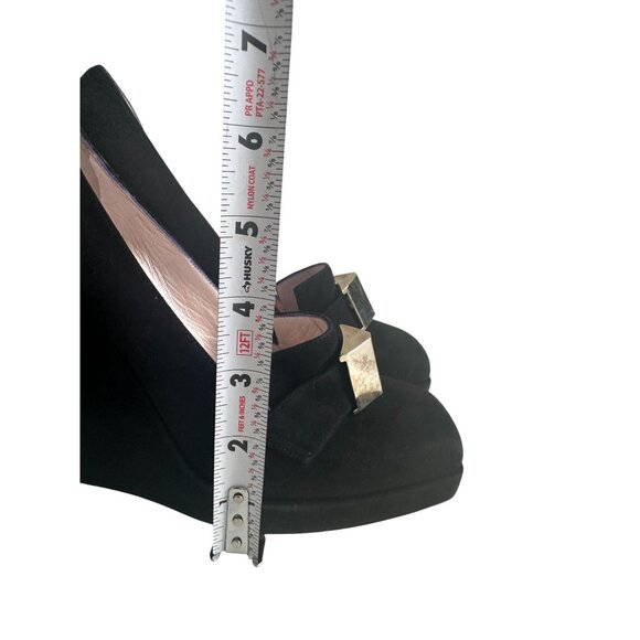 EMILIO PUCCI Vintage Gold Black Suede Loafers Wedges Size 38 / US 8 - Picture 3 of 8